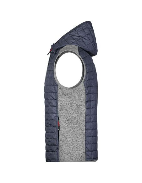 James & Nicholson Men's Hybrid Hooded Fleece Vest