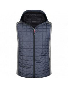 James & Nicholson Men's Hybrid Hooded Fleece Vest