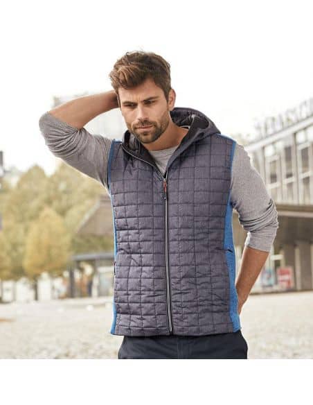 James & Nicholson Men's Hybrid Hooded Fleece Vest