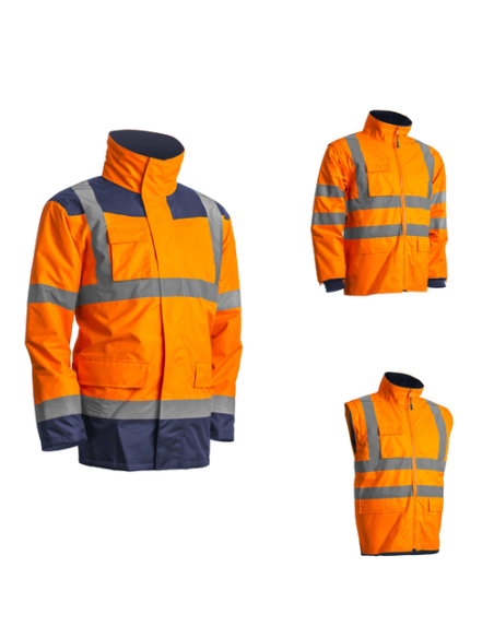 Parka de Travail 4 en 1 Haute Visibilité