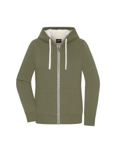 Hooded Zip-Up Sweatshirt for Women Sherpa-Lined