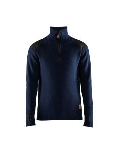 Warm, soft 570 g/m² wool zip-neck sweater with reinforced shoulders and sleeves 4630 Blaklader