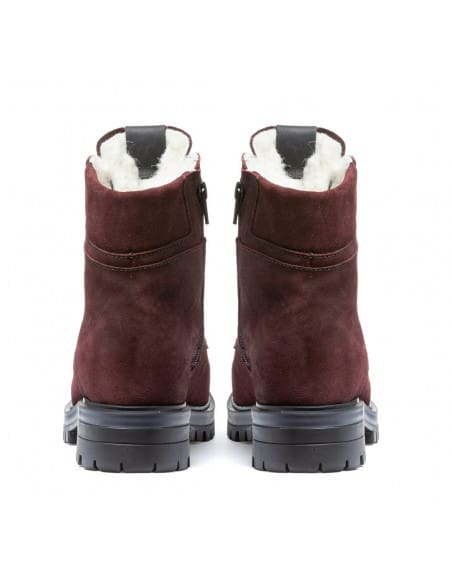 Bottines Canadiennes Femme Anfibio cuir doublées 100% Laine Naturelle Bordeaux