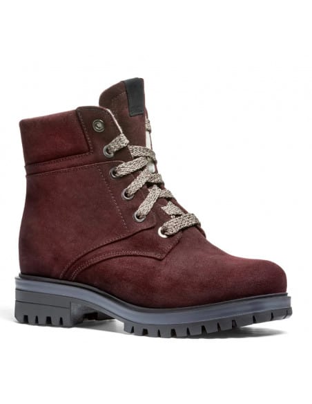 Bottines Canadiennes Femme Anfibio cuir doublées 100% Laine Naturelle Bordeaux