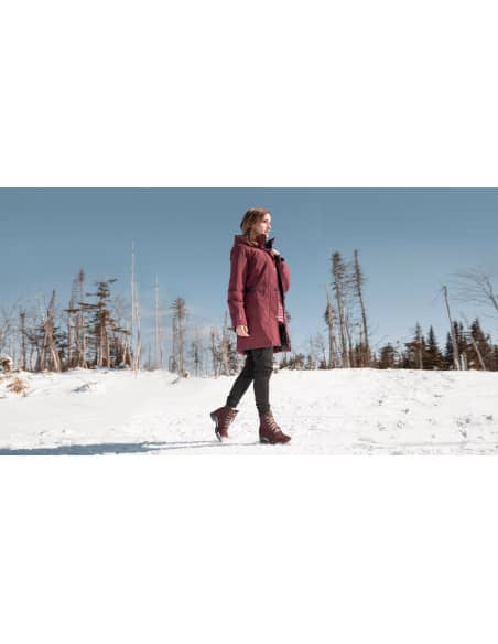 Bottines Canadiennes Femme Anfibio cuir doublées 100% Laine Naturelle Bordeaux