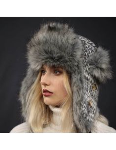 RAMBLER Knitted Trapper Hat with Faux Fur