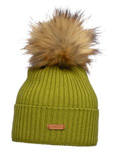 Women's Extreme Warmth Beanie in Extrafine Merino Wool & Faux Fur Pom-Pom 2