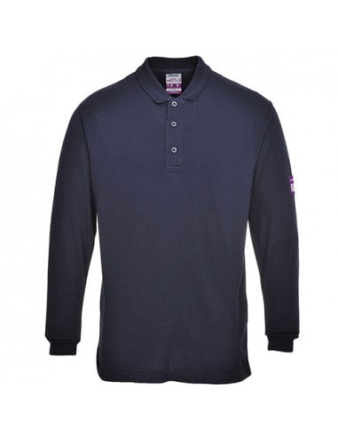 Men's ANTI-FIRE polo shirt, long sleeve, anti-static and flame retardant