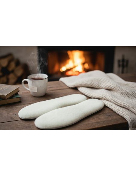 Semelles 100 % peau de mouton, chaudes et confortables, fabrication artisanale française