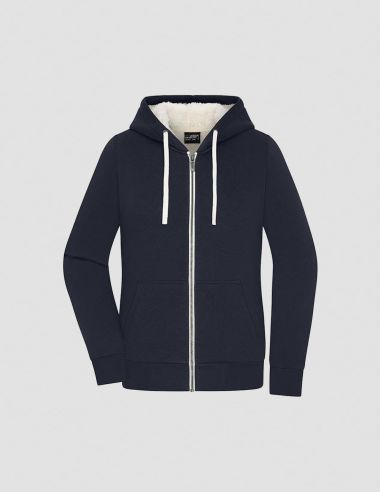 Hooded Zip-Up Sweatshirt for Women Sherpa-Lined