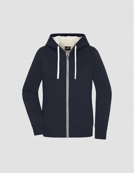 Hooded Zip-Up Sweatshirt for Women Sherpa-Lined