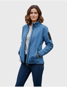 Ladies' Knitted Fleece Jacket with stand-up collar James Nicholson