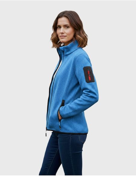 Ladies' Knitted Fleece Jacket with stand-up collar James Nicholson