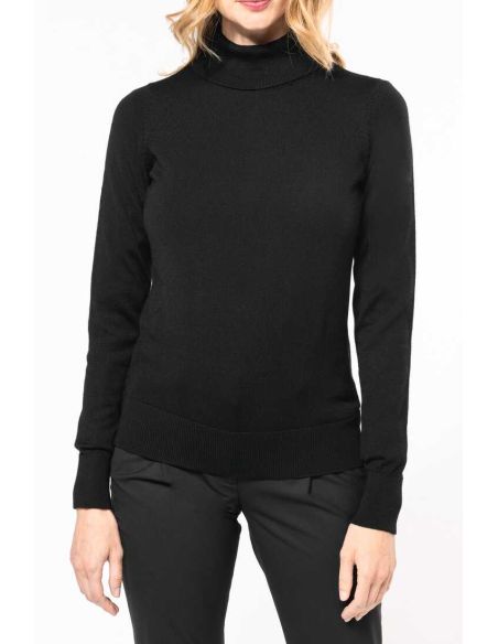 Pull col roulé Femme laine mérinos fully-fashioned