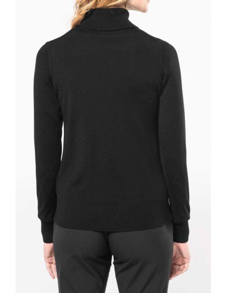 Pull col roulé Femme laine mérinos fully-fashioned