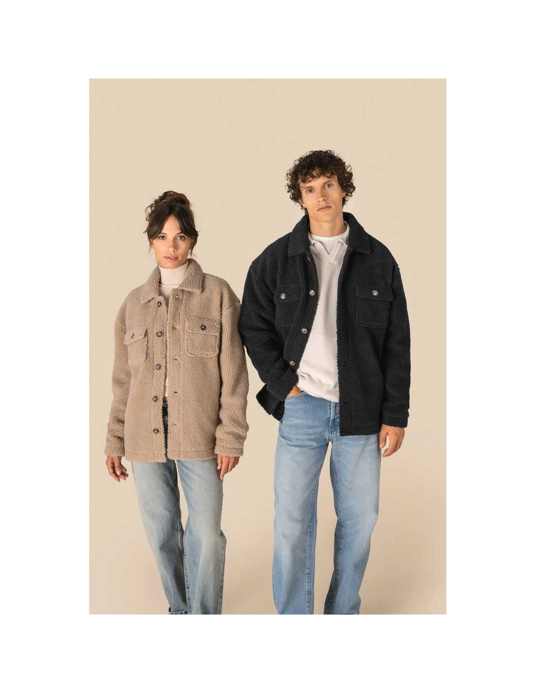 Unisex Sherpa Overshirt Drop Shoulders