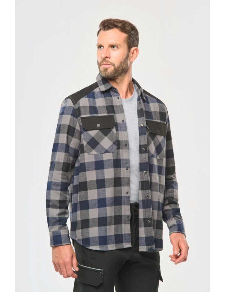 Chemise à carreaux Homme coton sergé