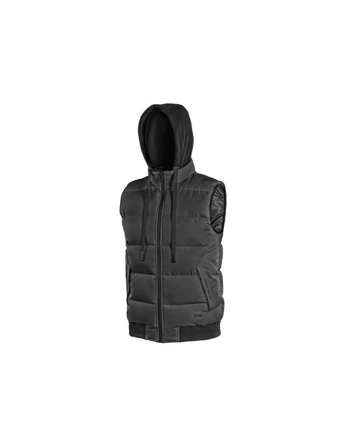 Men's sleeveless puffer jacket CXS Reno, detachable knitted hood and zipped pockets