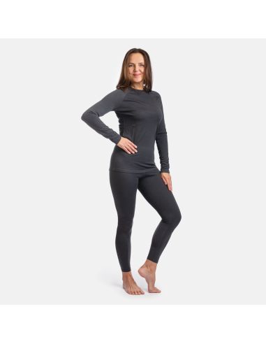 Ensemble maillot/caleçon mérinos	Femme	KIMI Gris foncé