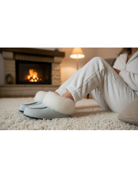 Chaussons 100 % peau de mouton, ultra chaud