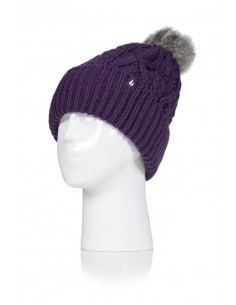 Bonnet à pompon à revers côtelé pour Femme Heat Holders