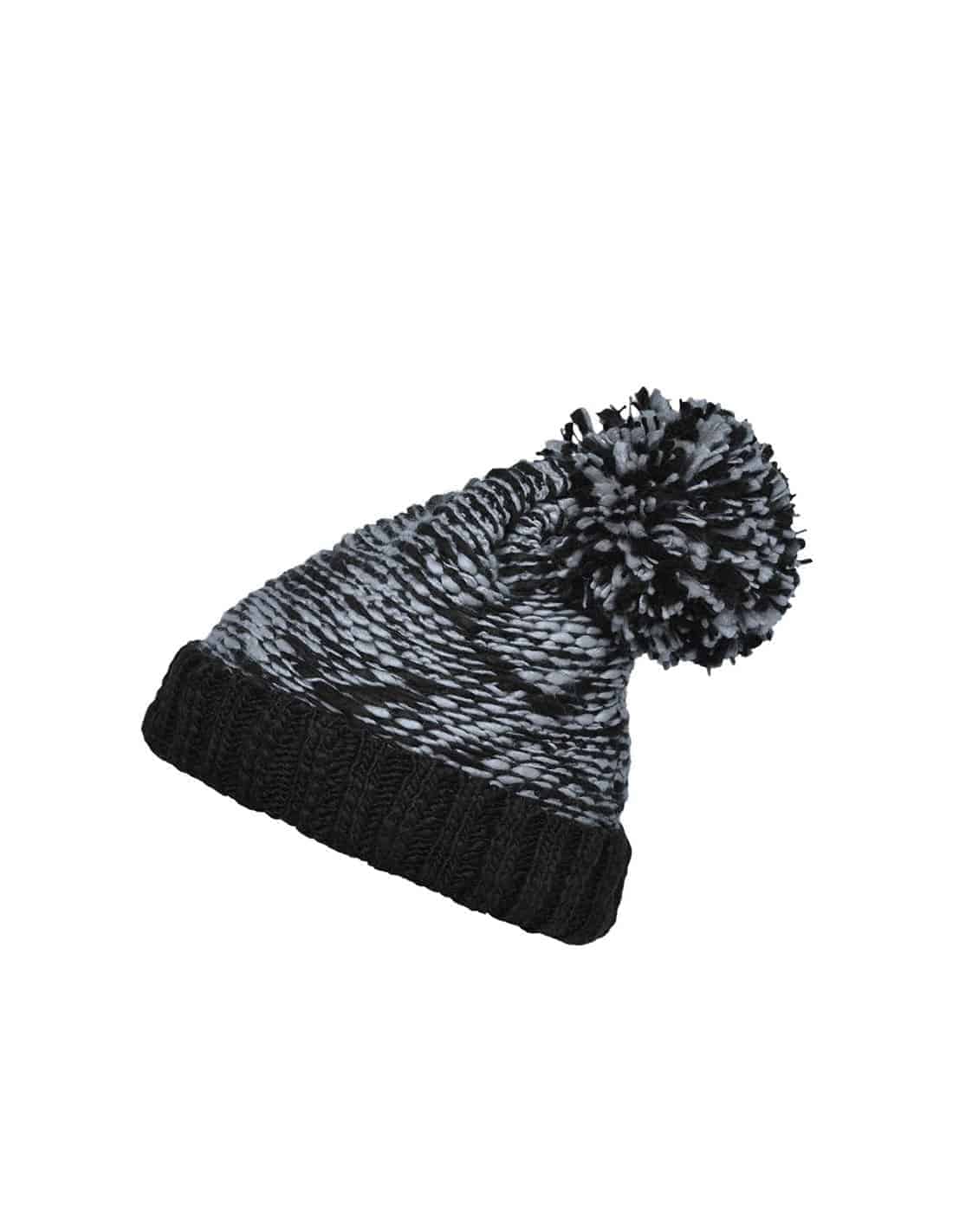 Bonnet femme pompon BH3 grosse maille double polaire hiver