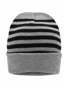 Striped beanie with 2 layers of knitting
