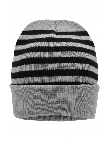 Striped beanie with 2 layers of knitting