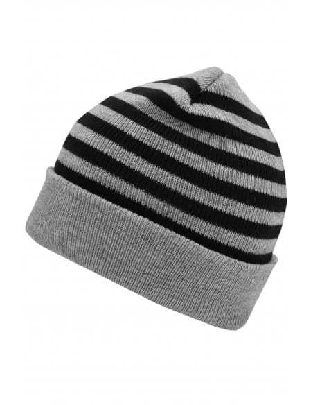 Striped beanie with 2 layers of knitting