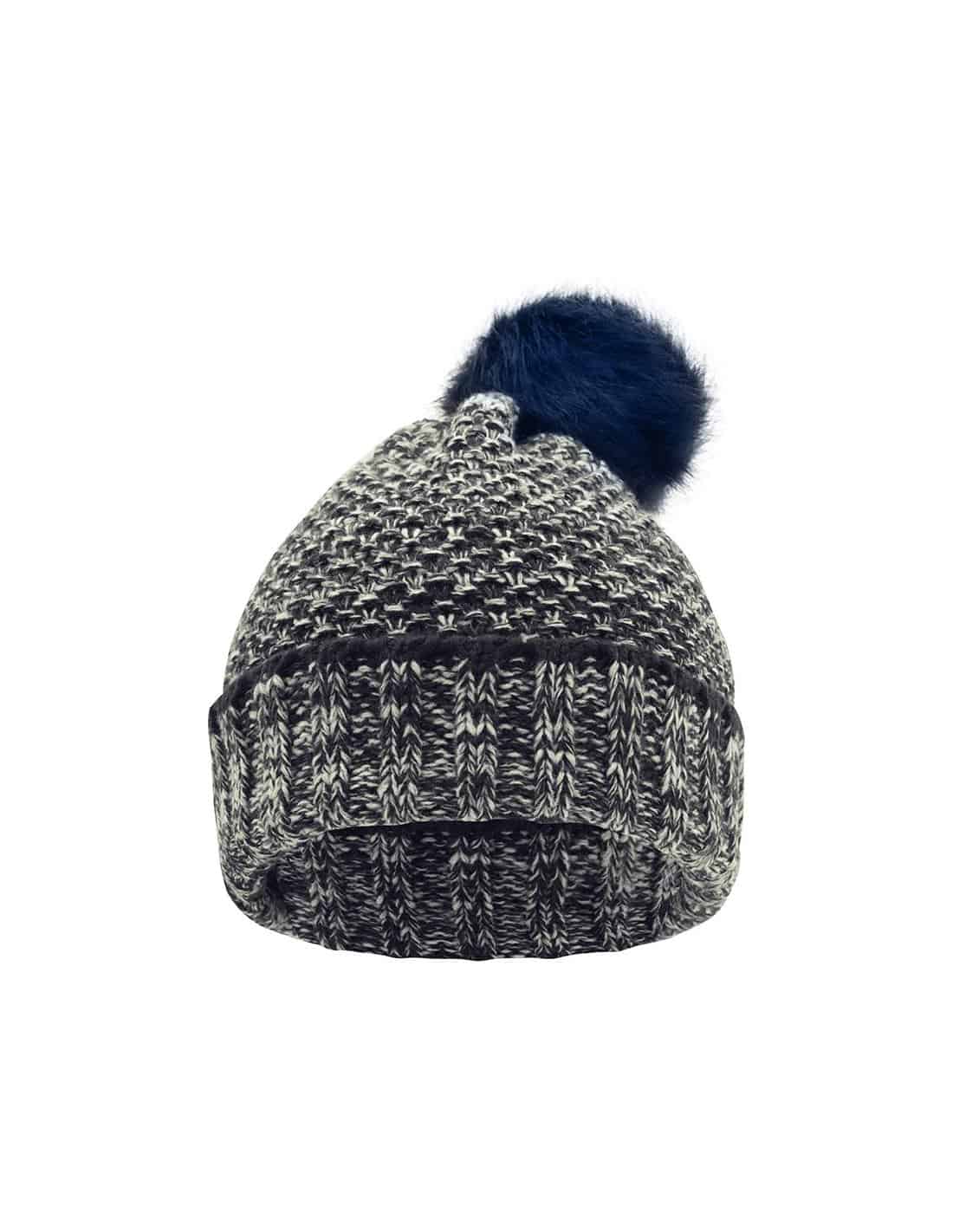 Bonnet femme pompon BH2 grosse maille double polaire hiver