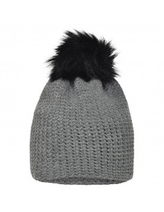 Crocheted beanie with fleece lining and pompom