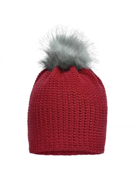 Crocheted beanie with fleece lining and pompom