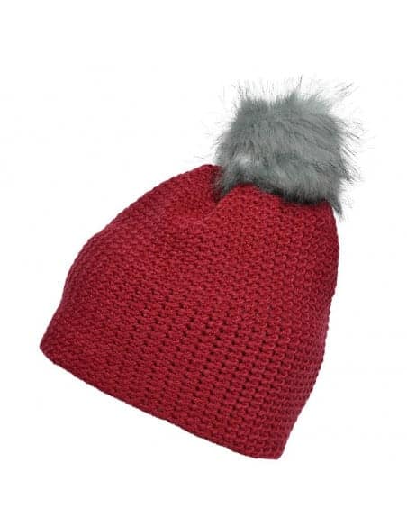 Crocheted beanie with fleece lining and pompom