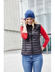 Women's Quilted Down Bodywarmer with stand-up collar