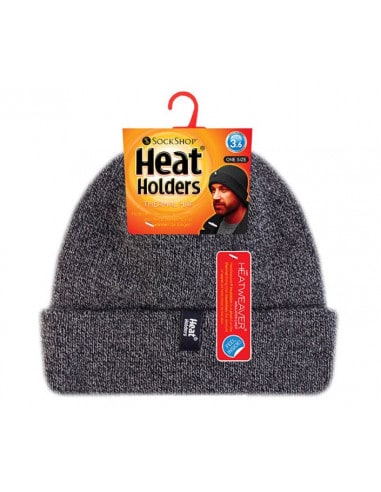 Men's Extra Warm Ribbed Lapel Beanie Heat Holders