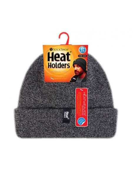 Men's Extra Warm Ribbed Lapel Beanie Heat Holders