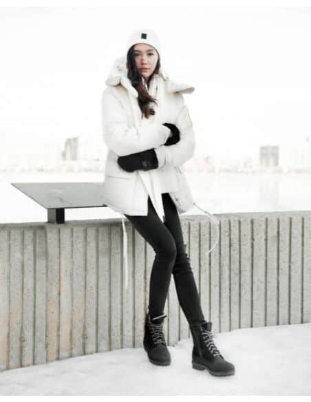 Bottes d'hiver Canadiennes femme Anfibio Bree cuir doublées 100% Laine Naturelle