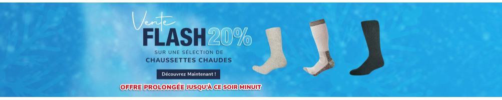 VENTE FLASH -20% SUR UNE SÉLÉCTION DE CHAUSSETTES CHAUDES