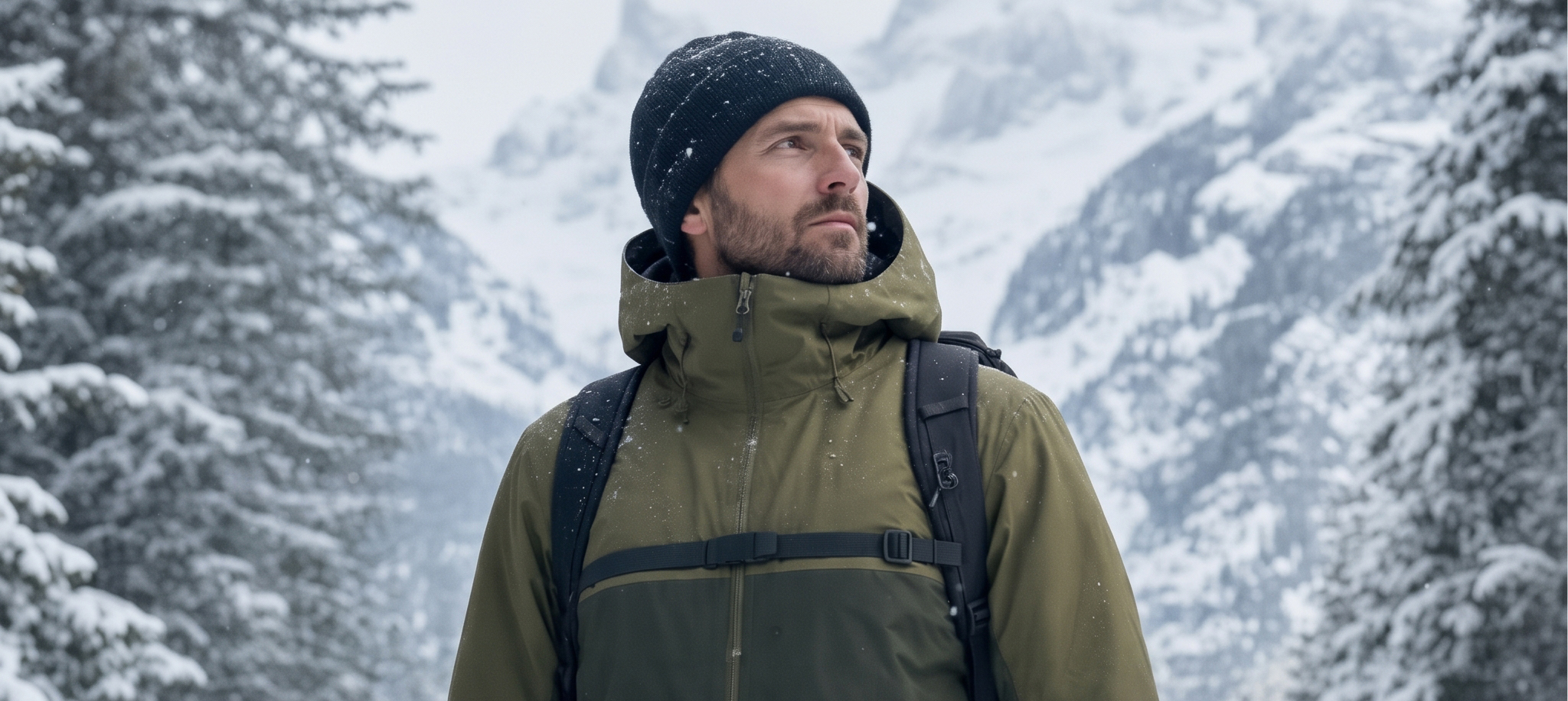 Voyageur équipé pour le grand froid lors d'un voyage polaire
