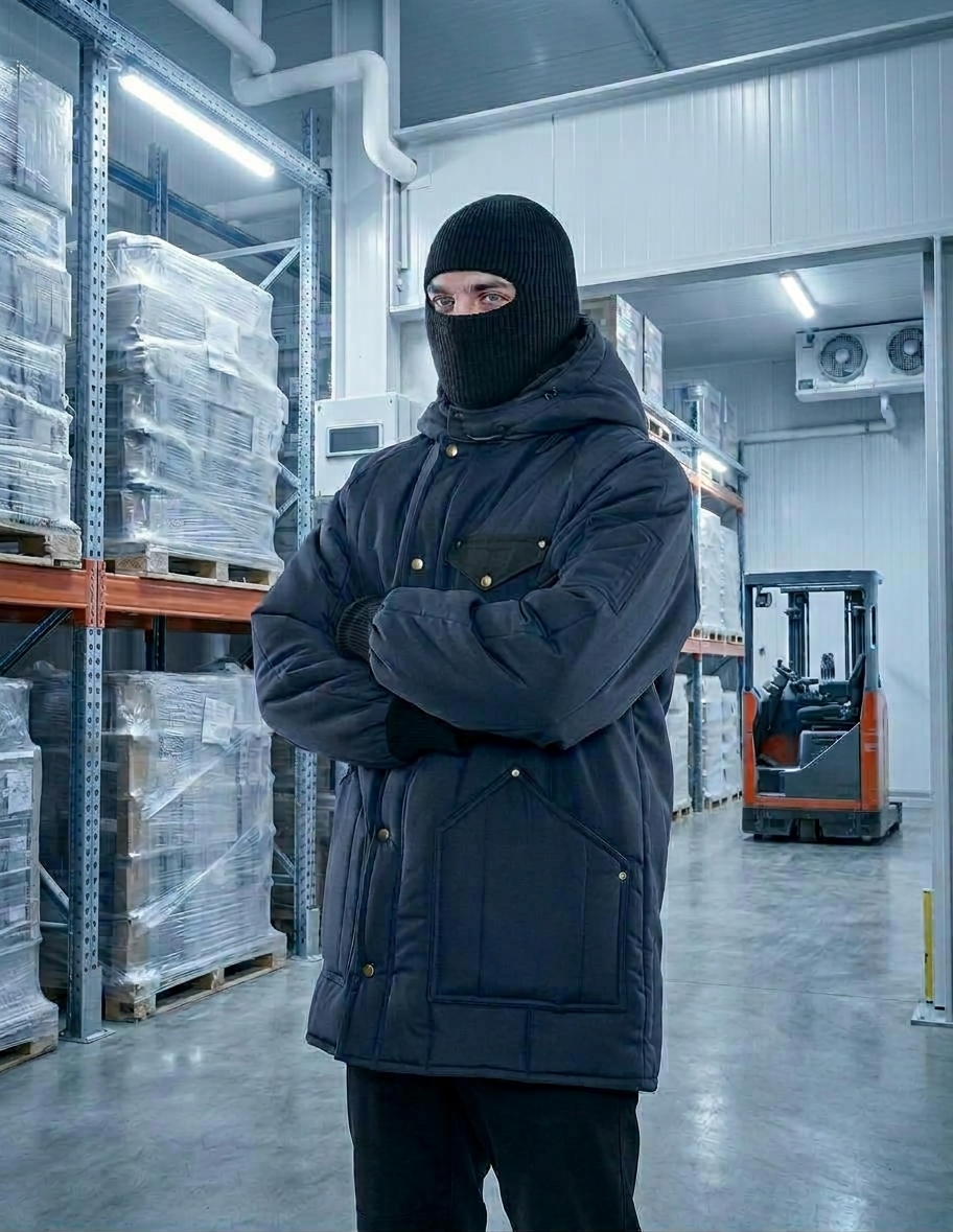 Professionnels équipés pour travailler au froid